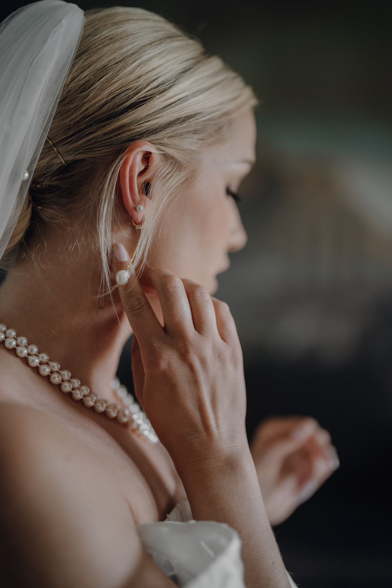 Bride wearing earring